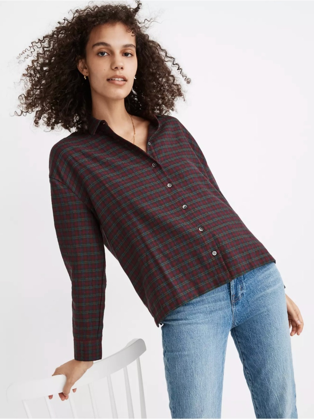 Madewell Westlake Shirt In Pfeiffer Plaid Medium Classic Preppy Holiday Casual
